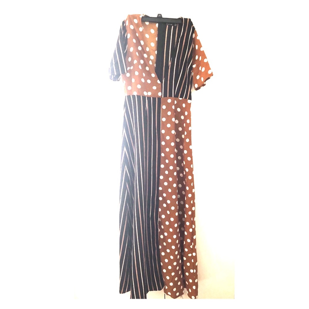 Mixed Pattern Maxi Dress